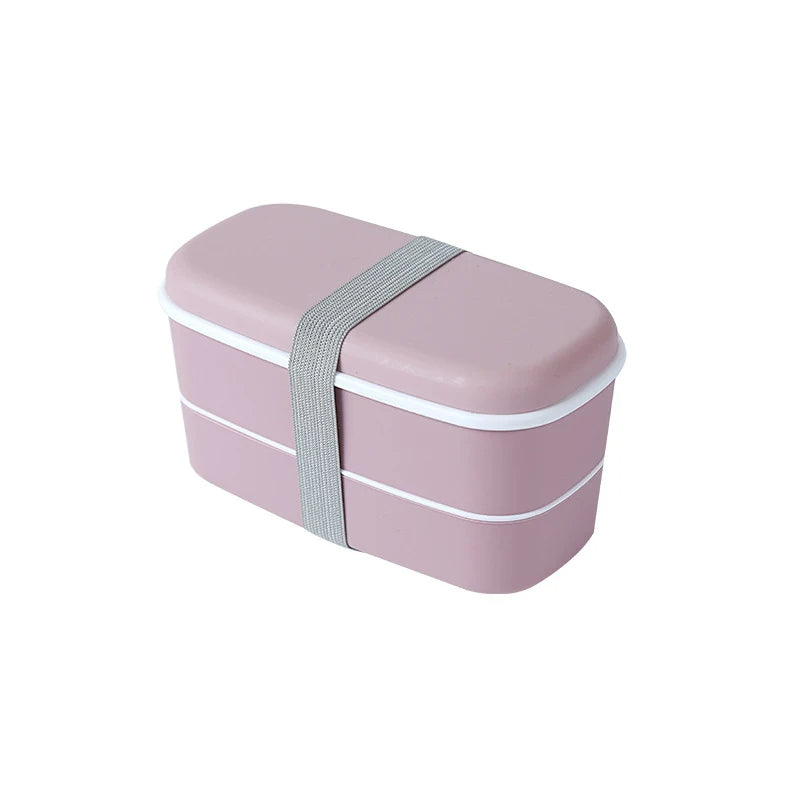 Doppellagige Bento Lunchbox – Auslaufsicher & Mikrowellengeeignet – Mit Essstäbchen – Tragbare Lebensmittelaufbewahrung