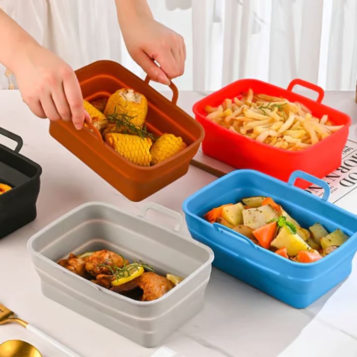Faltbare Silikon-Backformen für Heißluftfritteusen (2er-Set)