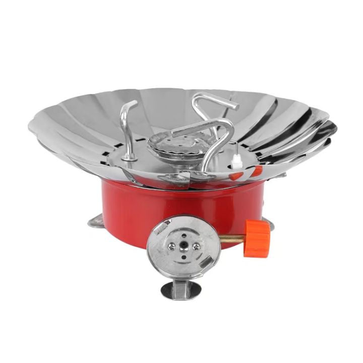 Kompakter Camping-Gasherd – Tragbarer Gaskocher für Outdoor, Wandern, Camping, Edelstahl, verstellbare Flammenkontrolle