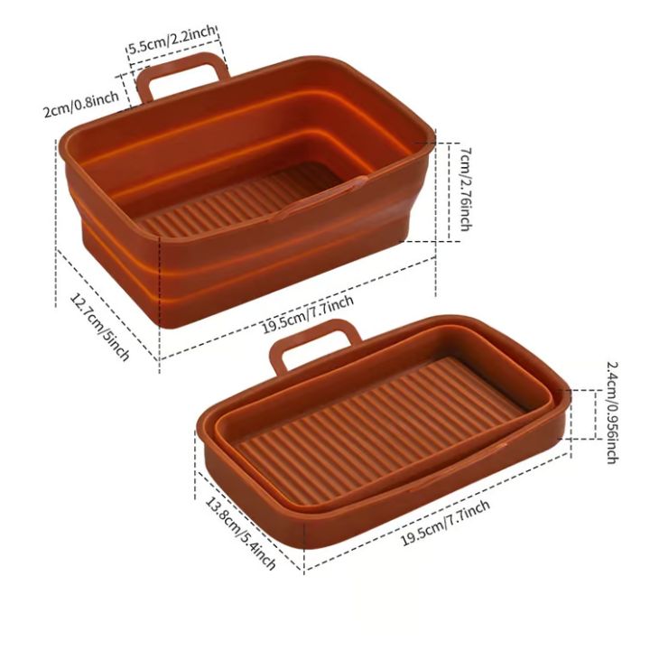 Faltbare Silikon-Backformen für Heißluftfritteusen (2er-Set)