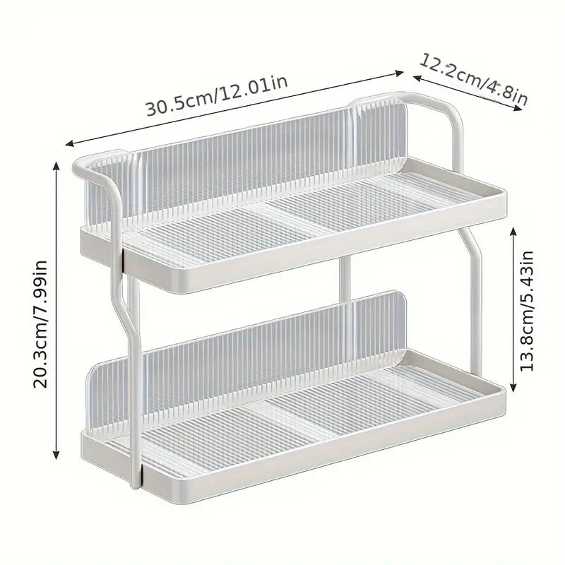 2-stufiges Acryl Gewürzregal – Küchen Organizer für Kräuter und Gewürze, platzsparendes Aufbewahrungsregal