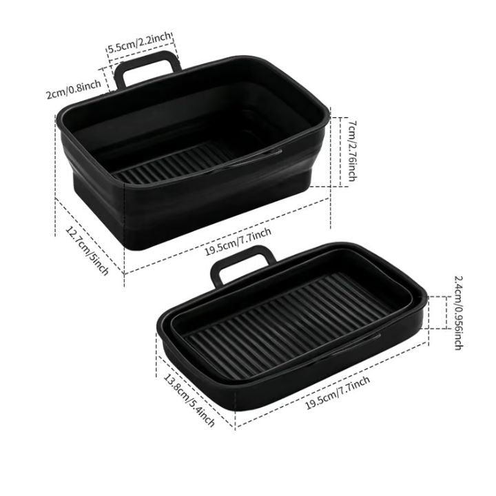 Faltbare Silikon-Backformen für Heißluftfritteusen (2er-Set)