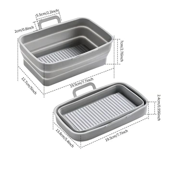 Faltbare Silikon-Backformen für Heißluftfritteusen (2er-Set)