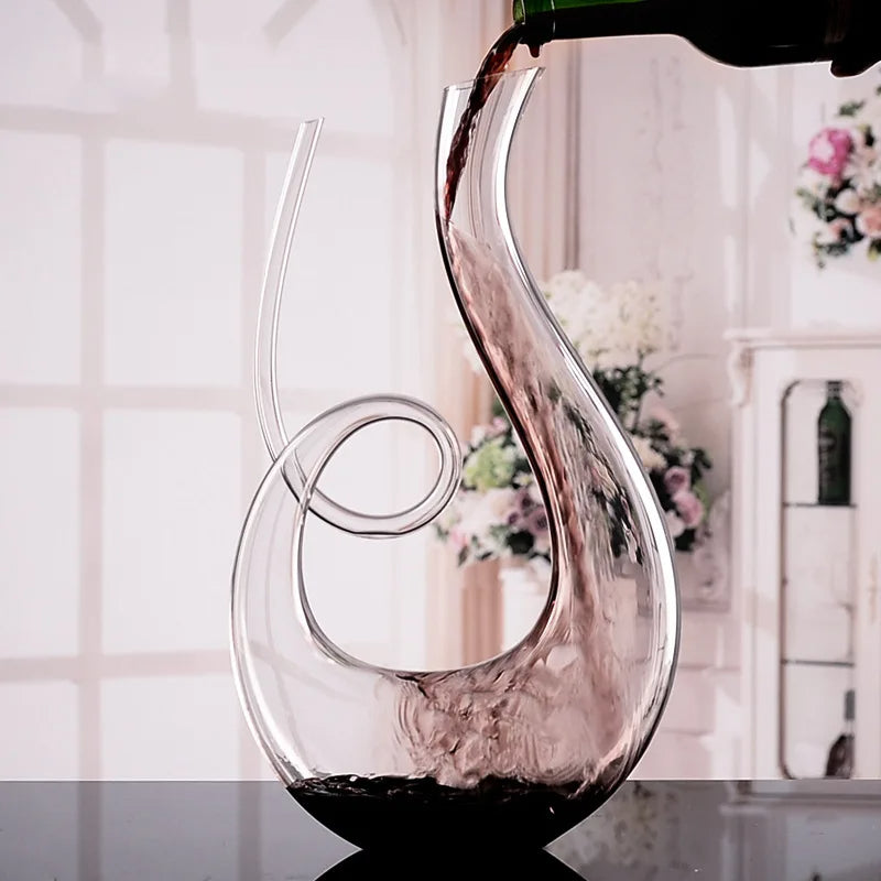 Kristall Weindekanter 1500 ml – Hochwertige Zwanenform mit Spiraldesign – Perfekt für Wein & Champagner