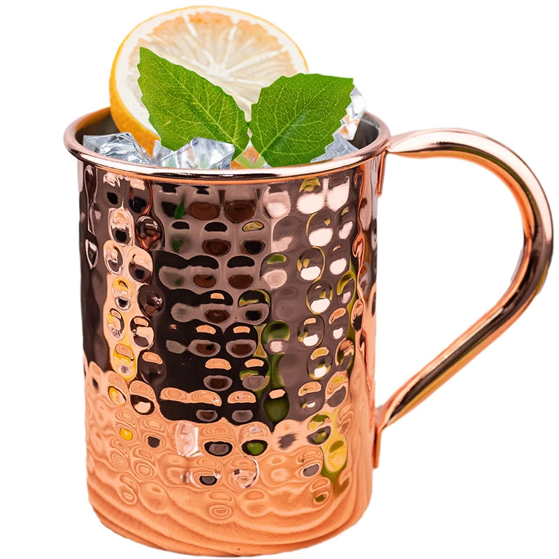 Moskau Mule Becher – Edelstahl 400 ml – Gehämmert & Verkupfert – Cocktail & Bier Tasse