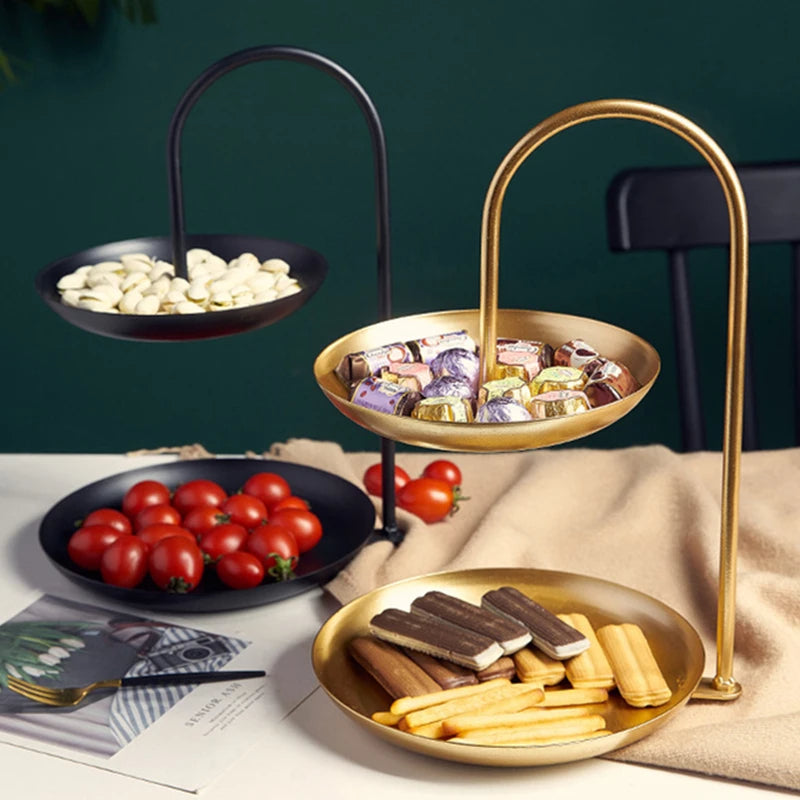 Doppelstöckige Obstschale aus Edelstahl – Moderner Organizer für Snacks und Desserts