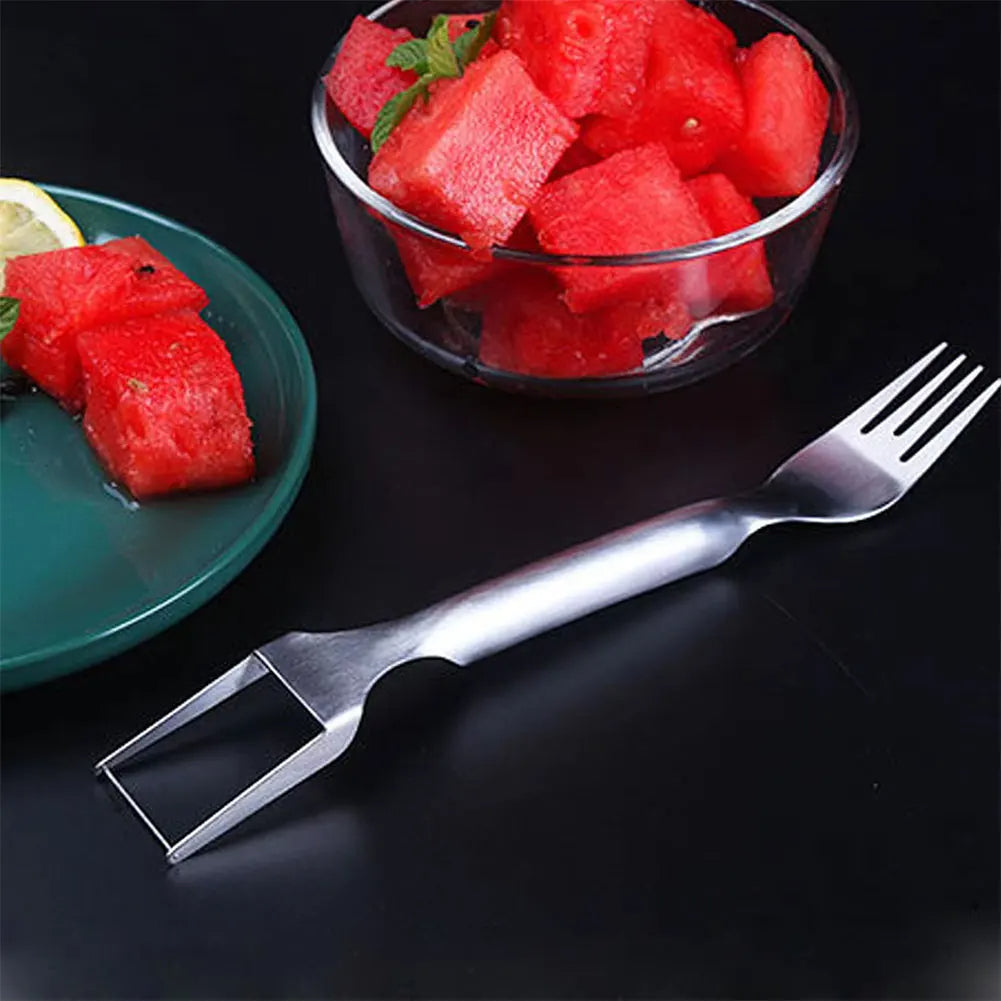 2-in-1 Wassermelonen Schneider & Gabel – Edelstahl, Präzises Schneiden & Servieren