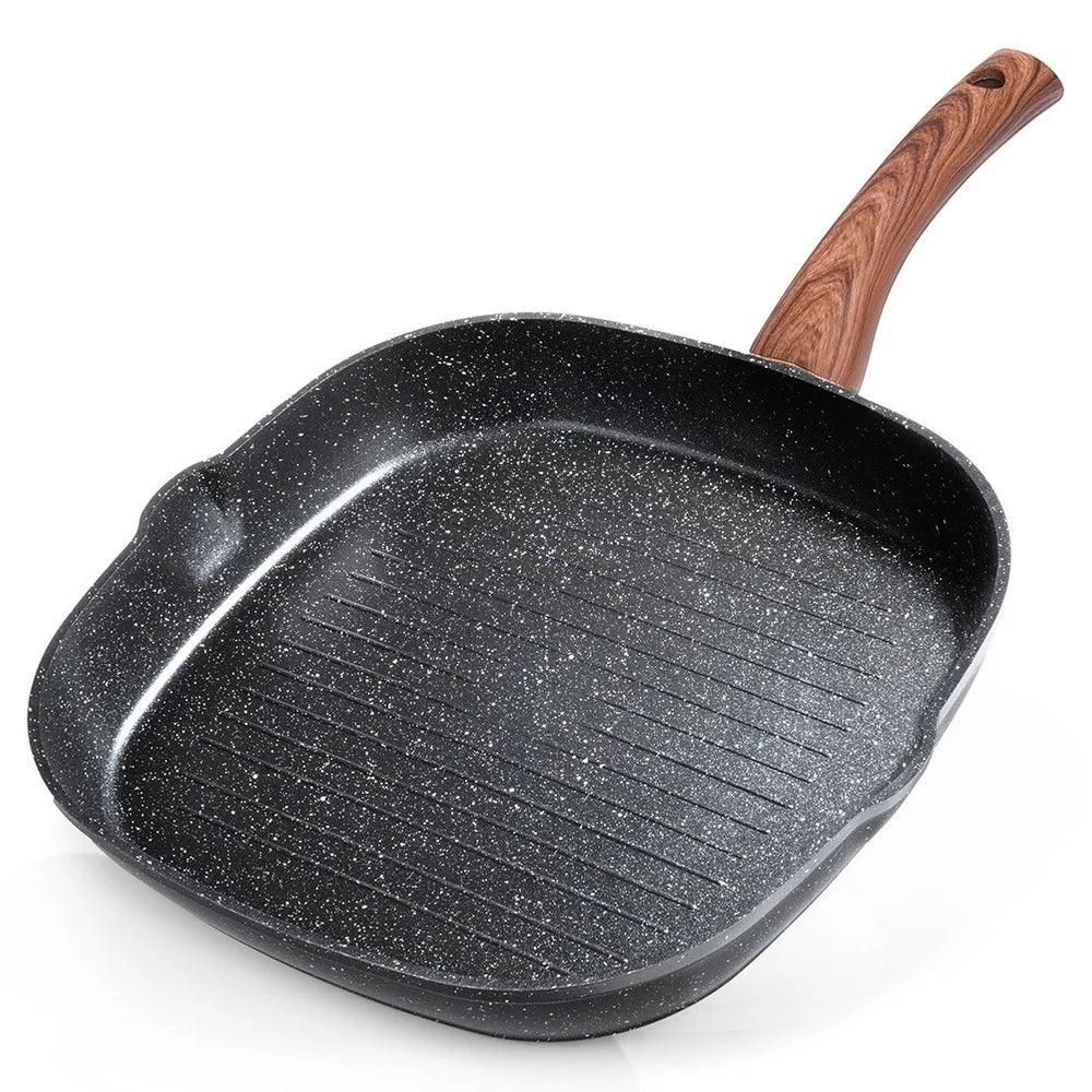 Antihaft Grillpfanne Quadratisch 28x28 cm – Granitbeschichtung, Induktionsgeeignet