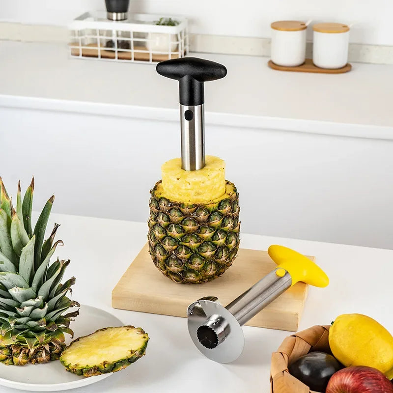Ananas Corer Slicer Edelstahl, Fruchtschneider für Ananas, Ananas Schäl- und Entkerner, Küchenutensil, 18 cm