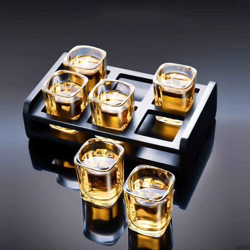 Whiskyglas Halter – 6 Gläser inklusive – Holz – Praktische Aufbewahrung