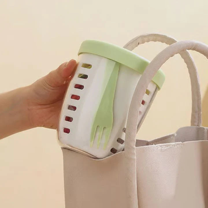 Fruchtbecher mit Sieb & Gabel – 500 ml – Auslaufsicher & Spülmaschinenfest
