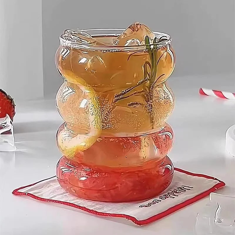 3 Stück 350ml Ins Transparente Gläser, Hitzebeständige Rupsenglas Becher, Kaffeetassen für Bier, Saft, Milch & Wasser