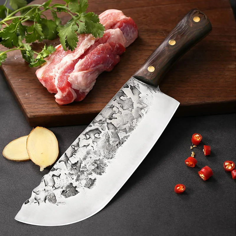 Geschmiedetes Hackmesser Full Tang – Scharfes Küchenmesser für Fleisch & Gemüse, Edelstahl 5Cr15MoV