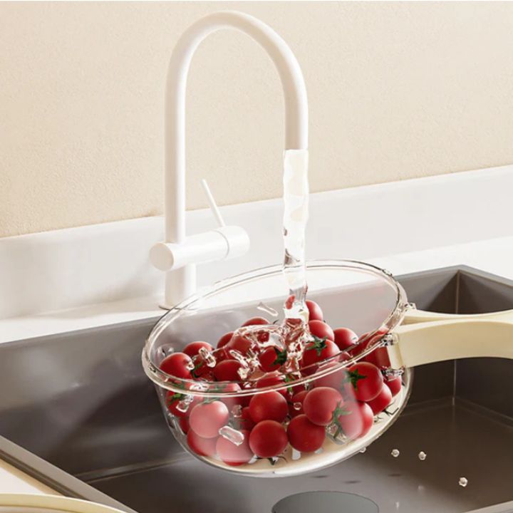 2-in-1 Abtropf- und Aufbewahrungskorb für Obst und Gemüse, Platzsparend