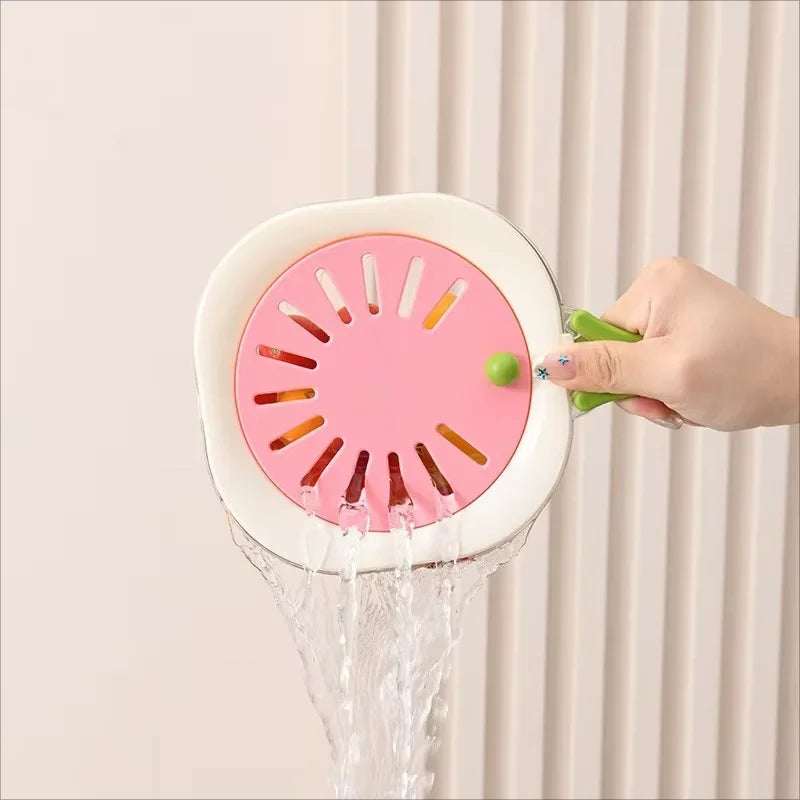 Abtropfsieb für Obst und Gemüse – 2-in-1 Siebkorb mit klappbarem Griff, staubdicht, 15 x 8,5 cm