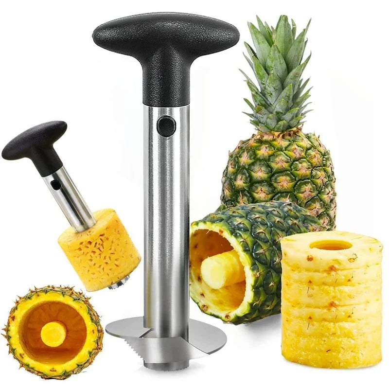 Ananas Corer Slicer Edelstahl, Fruchtschneider für Ananas, Ananas Schäl- und Entkerner, Küchenutensil, 18 cm