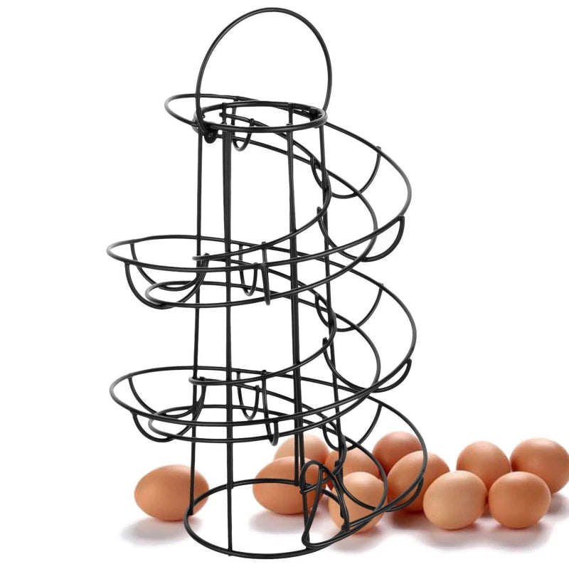 Eierregal Spiraalaufbewahrung für 24 Eier, Edelstahl, Platzsparend und Modernes Design
