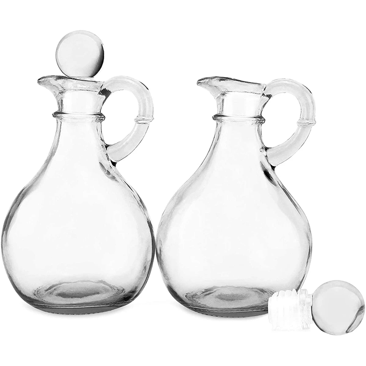 Glas Öl- und Essigflaschen Set – 2er Set Olivenölspender mit Stopfen, 250 ml