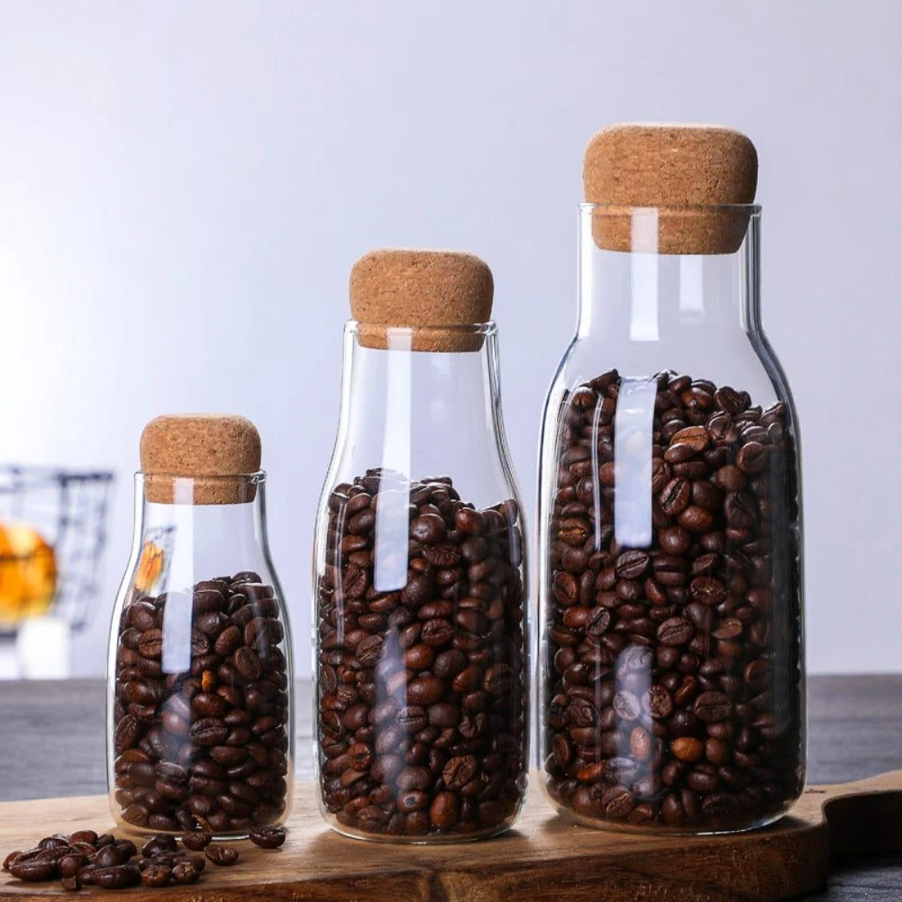 Glasflasche mit Korkdeckel – Luftdichte Aufbewahrung für Getränke & Trockenwaren – 150ml, 300ml, 600ml