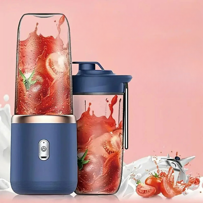 Portabler Entsafter mit 2 Bechern, USB-aufladbarer Mini-Mixer, Frischentsafter-Becher, Personal Smoothie Maker