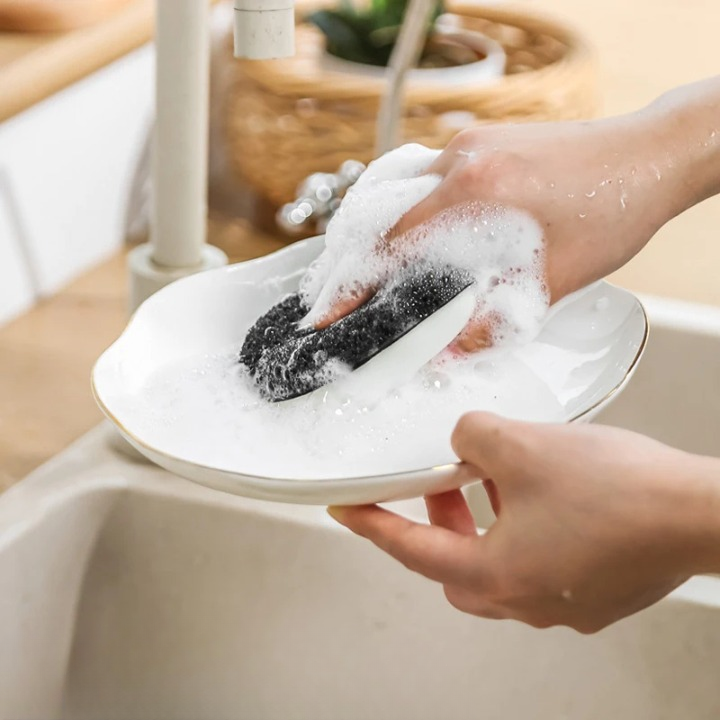 Doppelseitiger Schwamm | Antihaft | Vielseitige Reinigung | Luffa Baumwolle (10 KitchenSwish Schwämme)