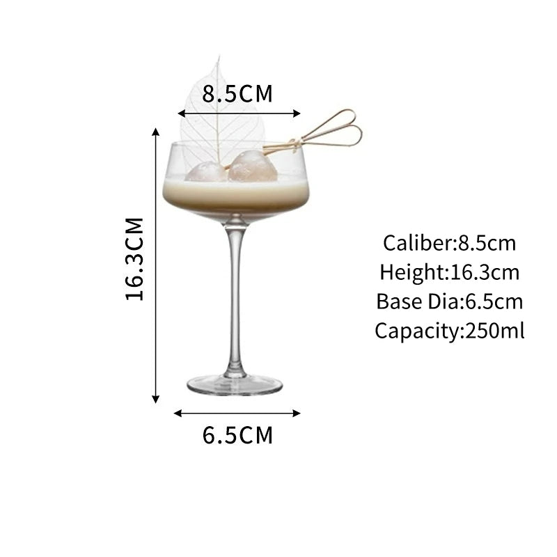 Set aus 2 Cocktailgläsern – Ultradünnes Design – 16,3 x 8,5 cm – Retro Martini- & Weingläser