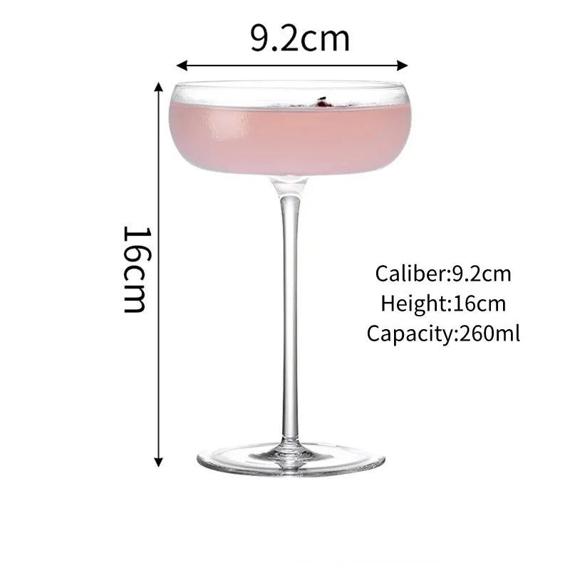Champagnerglas – 260 ml – Transparentes Cocktailglas mit Concave-Boden – Elegantes Design für Martini & Sekt