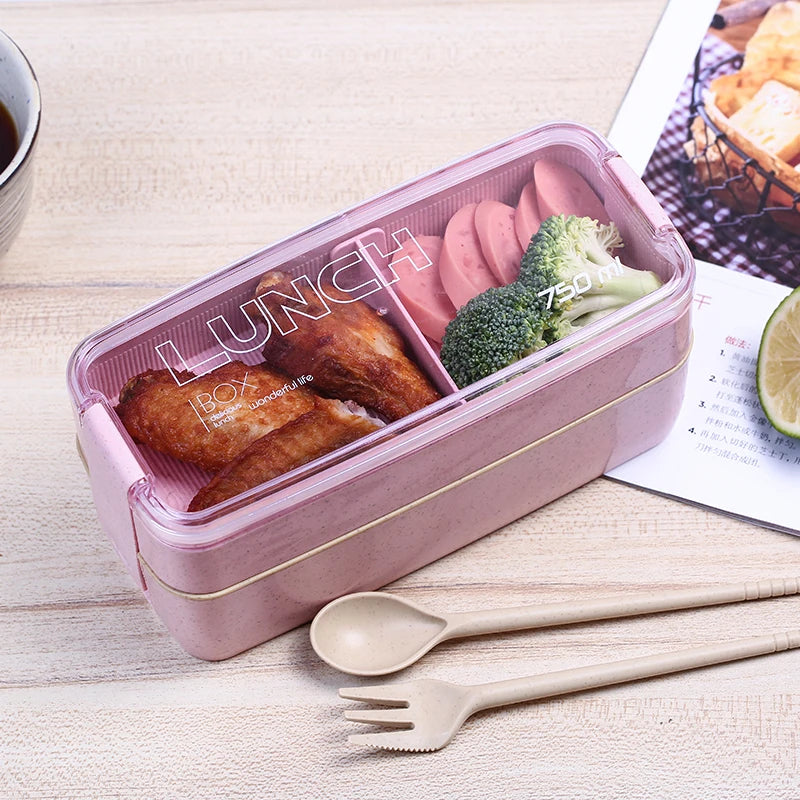 750ml Bento Lunchbox aus Weizenstroh – 2-lagig, Mikrowellengeeignet, Umweltfreundlich