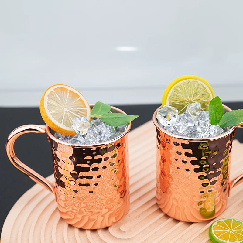 Moskau Mule Becher – Edelstahl 400 ml – Gehämmert & Verkupfert – Cocktail & Bier Tasse