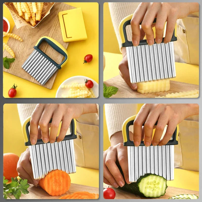 Wellenmesser für Gemüse & Kartoffeln – Edelstahl & ABS – 7 x 11 cm – Gelb