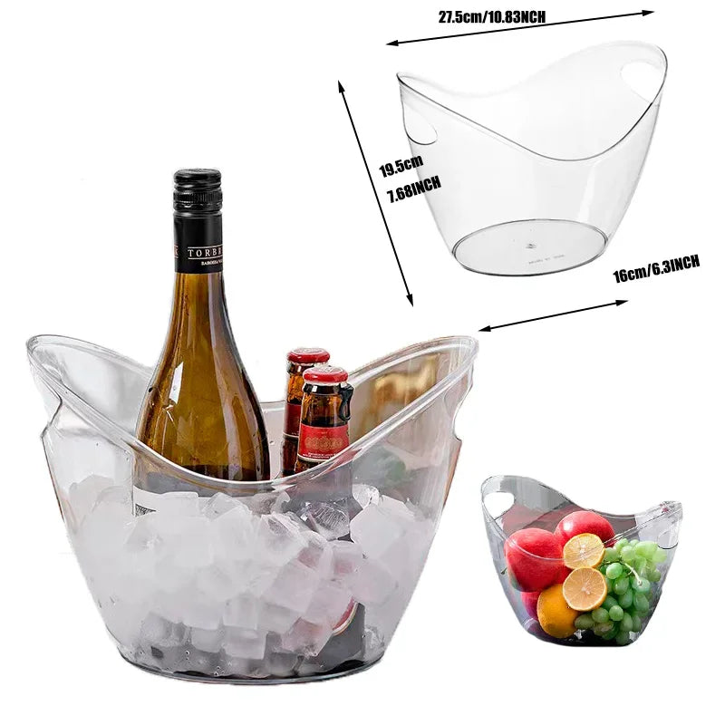 Transparenter Eiswürfelbehälter 3,5L – Acryl Champagnerkühler mit Griff für Wein, Bier & Getränke