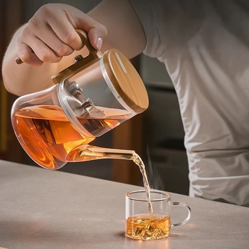 Magnetische Glas-Teekanne 740 ml – Hitzebeständig & Transparent – Automatische Teefilterung