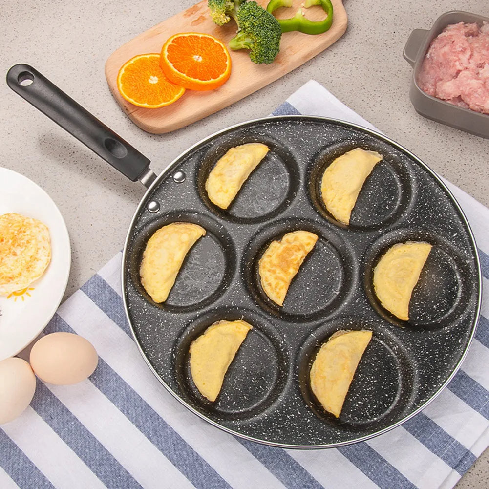 7-Loch Antihaft Bratpfanne für Eier und Mini-Burger, Aluminium, Geeignet für Gas- und Elektroherd