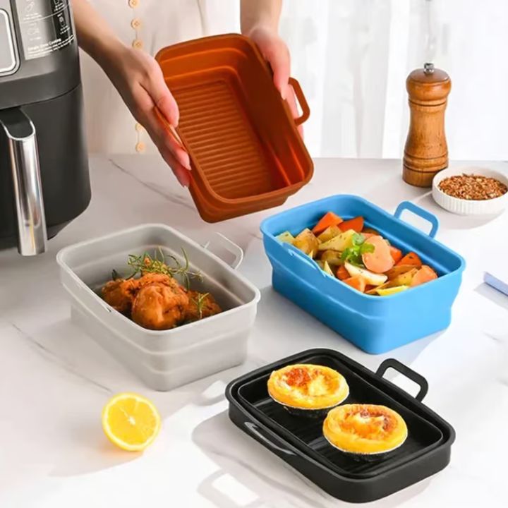 Faltbare Silikon-Backformen für Heißluftfritteusen (2er-Set)
