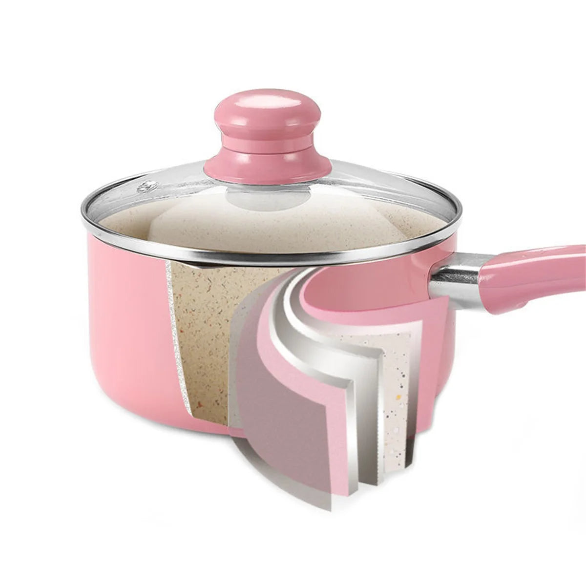 Antihaftbeschichtete Aluminium-Stielkasserolle mit Deckel 1,4L – für Milch & Saucen