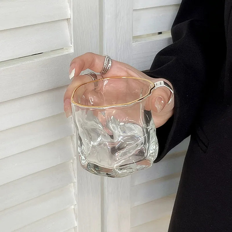 Kaffeeglas Set | Goldrand | Einfache Reinigung | Glas (2 Stück)