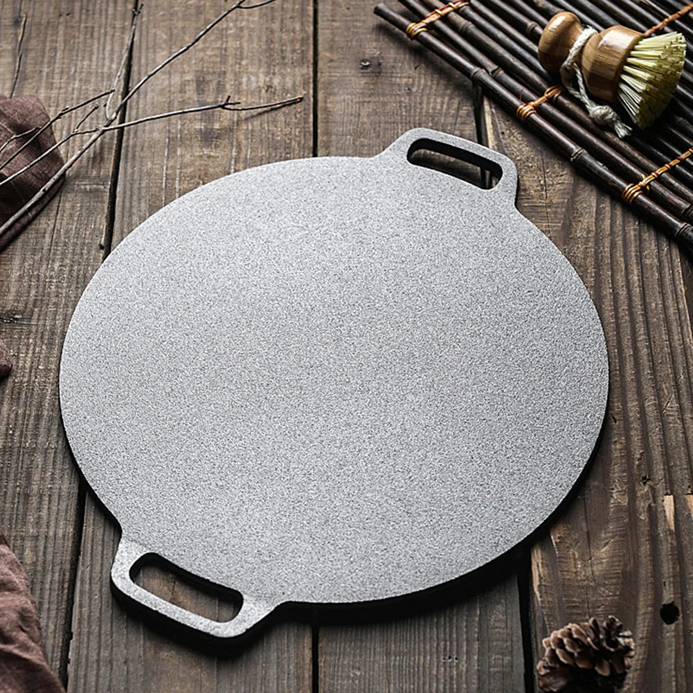 Gusseisen Grillpfanne Rund 28 cm – Antihaft Bratplatte für BBQ & Küche