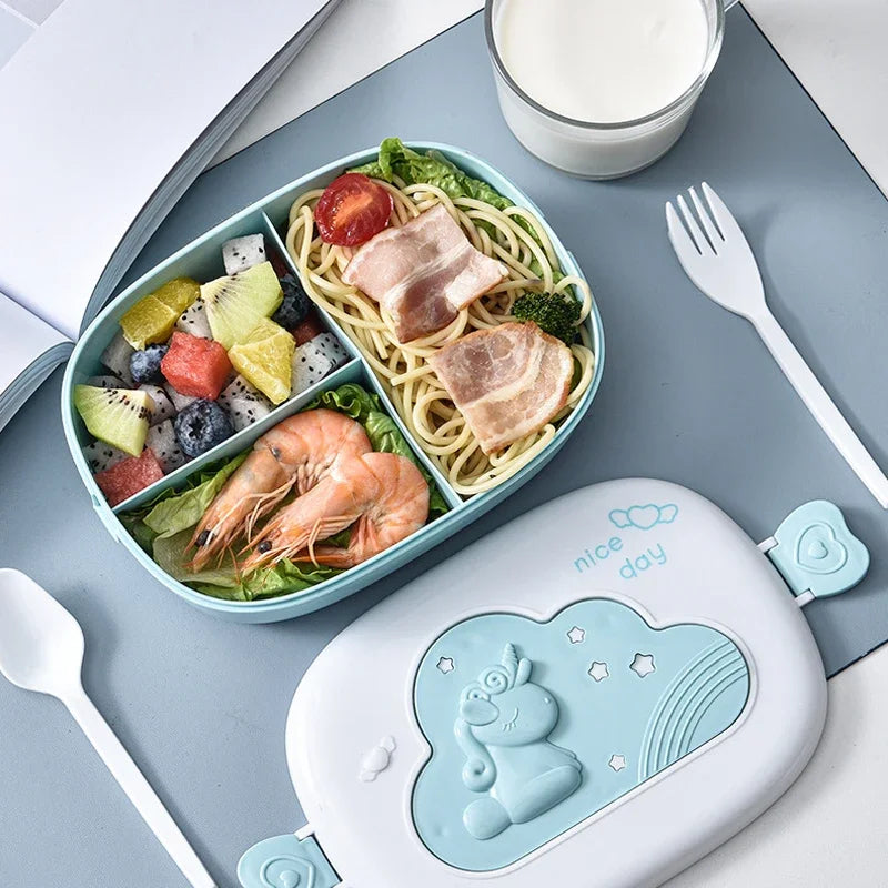 Bento Lunchbox für Kinder – 3 Fächer, Mikrowellengeeignet, Auslaufsicher