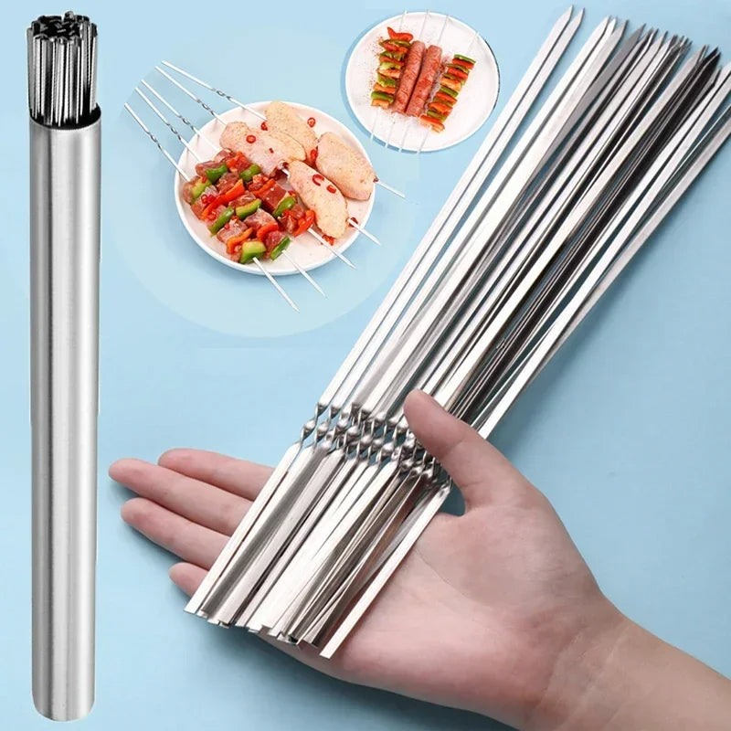 BBQ Grillspieße Set – Edelstahl 304 – 10 Stück, 28 cm – Hitzebeständig & Rostfrei