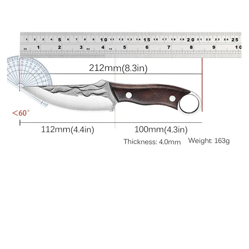 Handgefertigtes Gesmeed Roestvrij Staal Kochmesser, Profi Küchenmesser, Fleischhacken & Ausbeinen Messer, Robustes Holzgriff