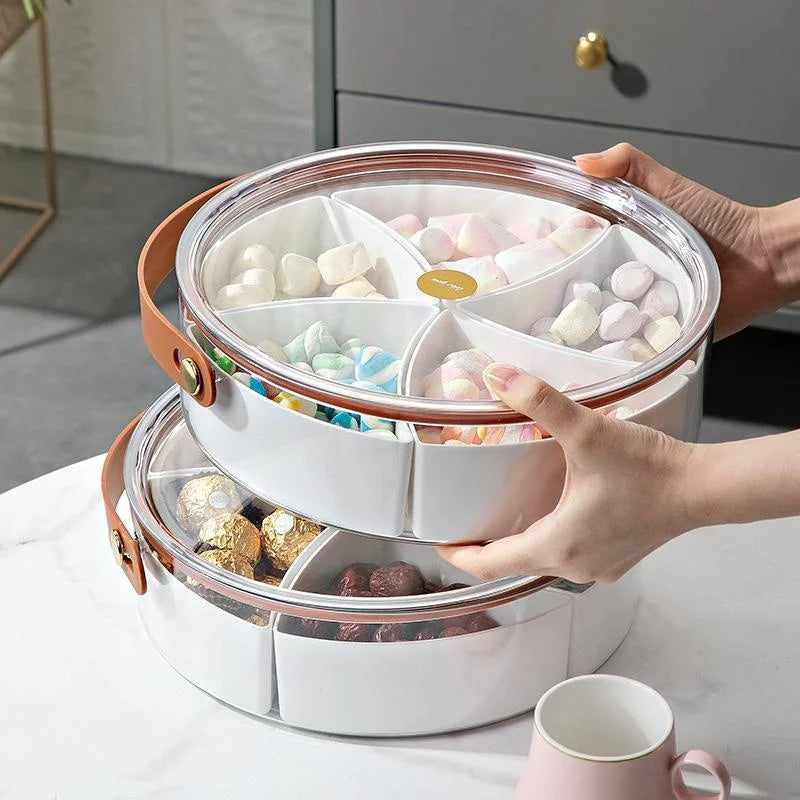 Transparente Snackbox mit Deckel – Aufbewahrungsbox mit 5 herausnehmbaren Fächern, 26 cm