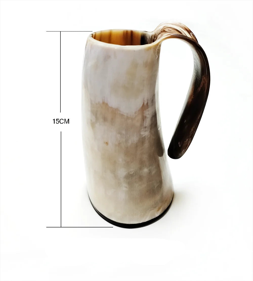 Viking Trinkhorn Becher – Handgefertigt – Naturhorn – 300-350 ml – Einzigartiges Geschenk