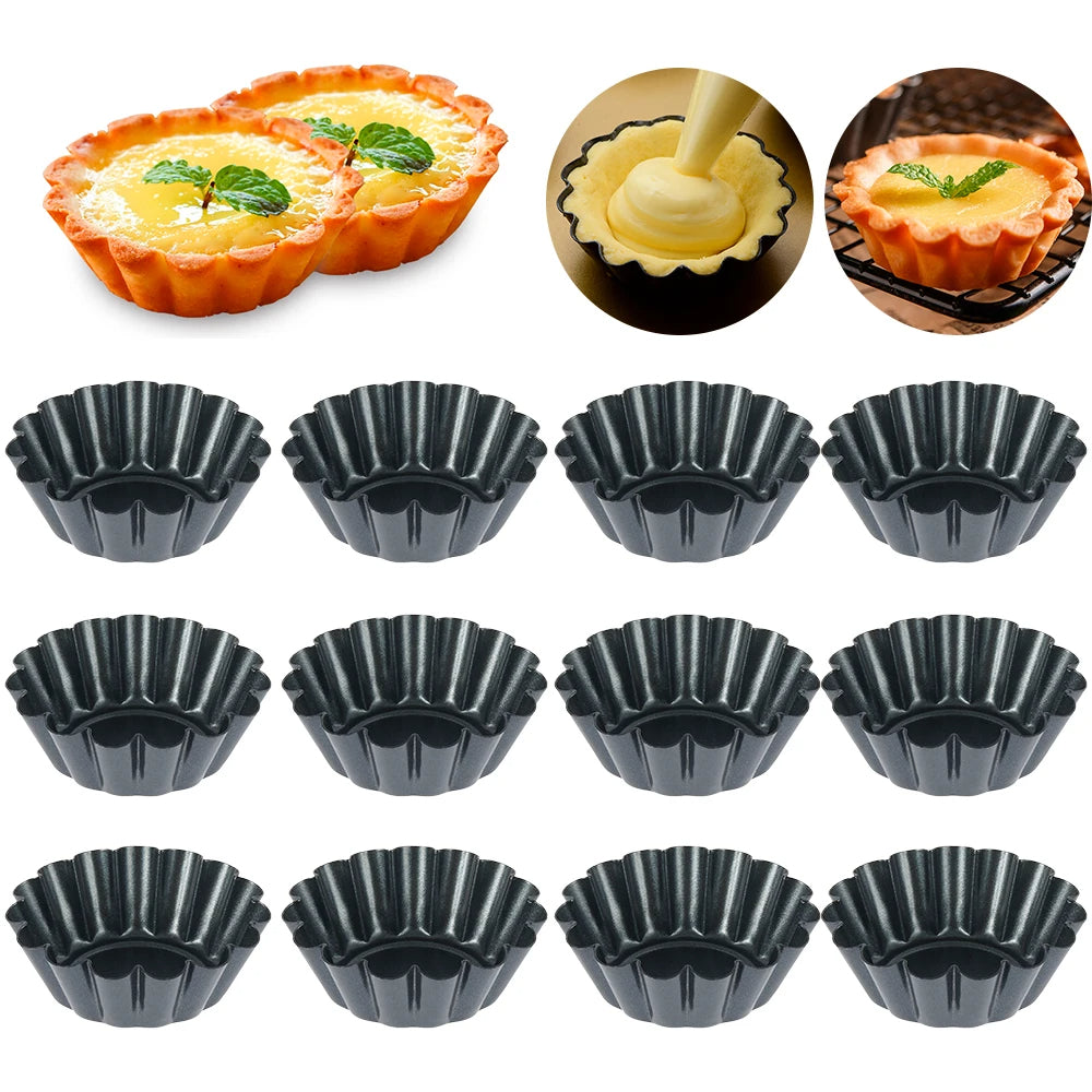 12er muffin backform aus kohlenstoffstahl – antihaftbeschichtet, wiederverwendbar, für cupcakes, pudding & kleine eierkuchen