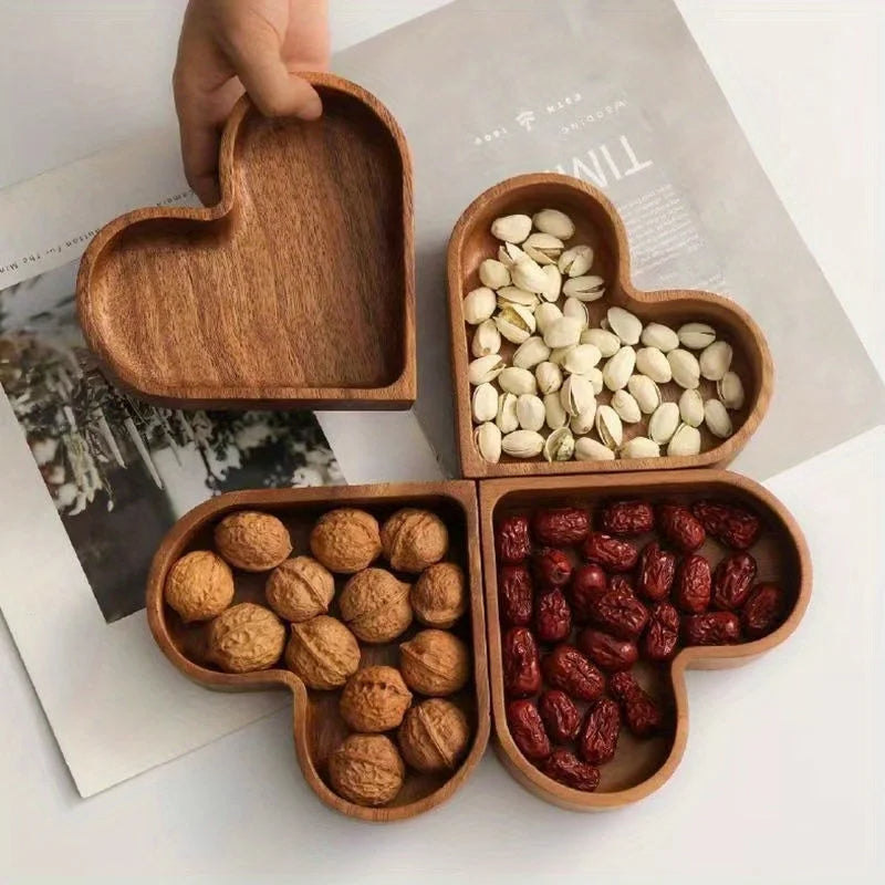1 Stuk Herzförmiger Holzteller für Desserts, Sushi und Snacks – 17 cm