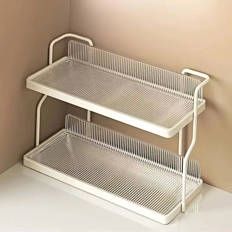 2-stufiges Acryl Gewürzregal – Küchen Organizer für Kräuter und Gewürze, platzsparendes Aufbewahrungsregal