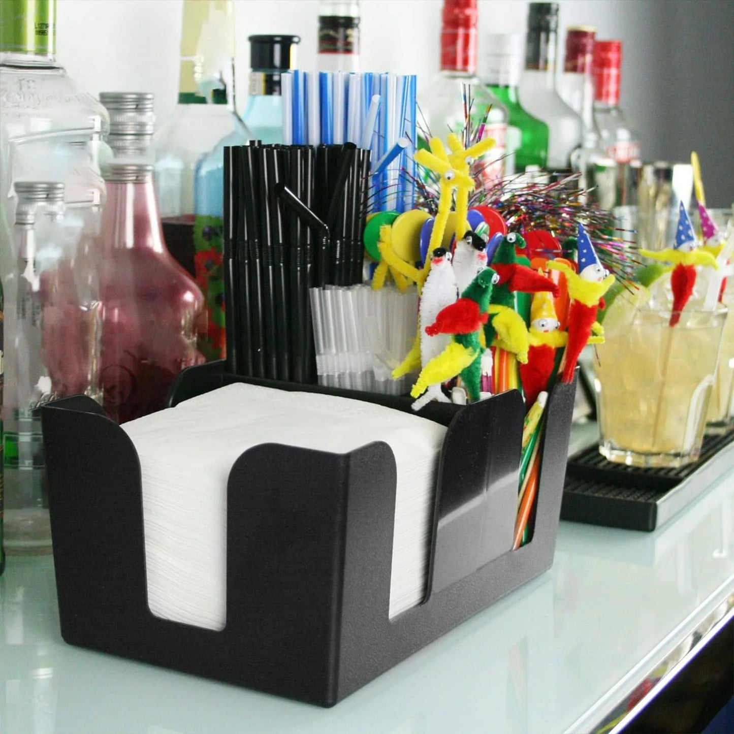 Bar Caddy Organizer – Kompakte Servietten- und Strohhalmhalterung für Bar, Restaurant & Zuhause
