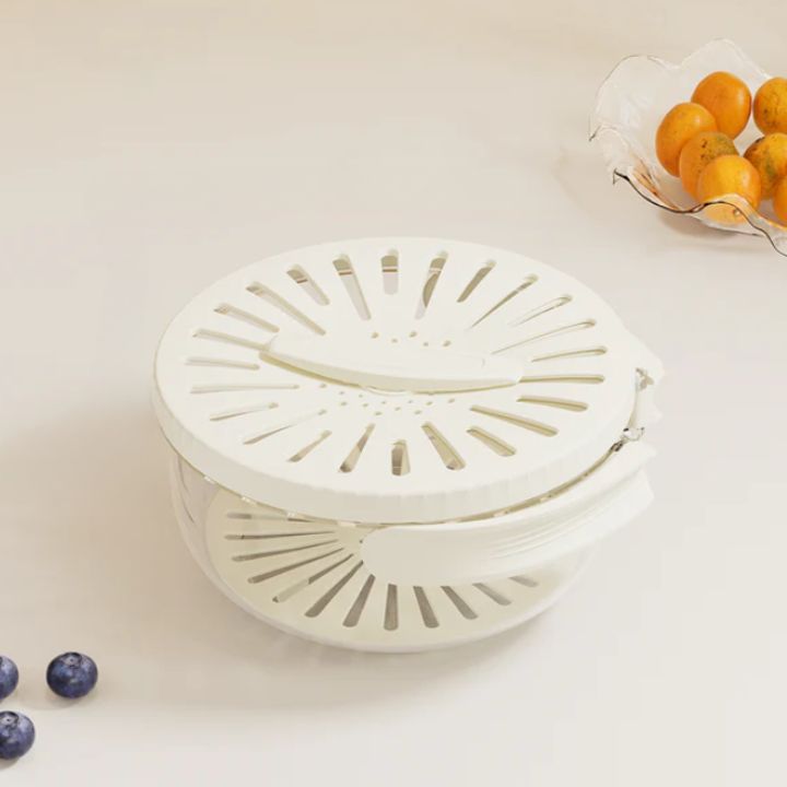 2-in-1 Abtropf- und Aufbewahrungskorb für Obst und Gemüse, Platzsparend