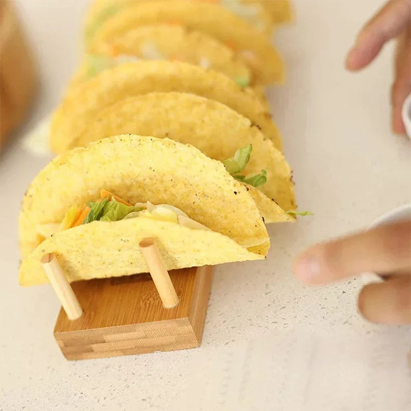 Bambus Taco Halter – Platz für 8 Tacos, Stabiles Taco Rack für Tortillas, Burritos & Wraps, Ideal für Zuhause & Partys