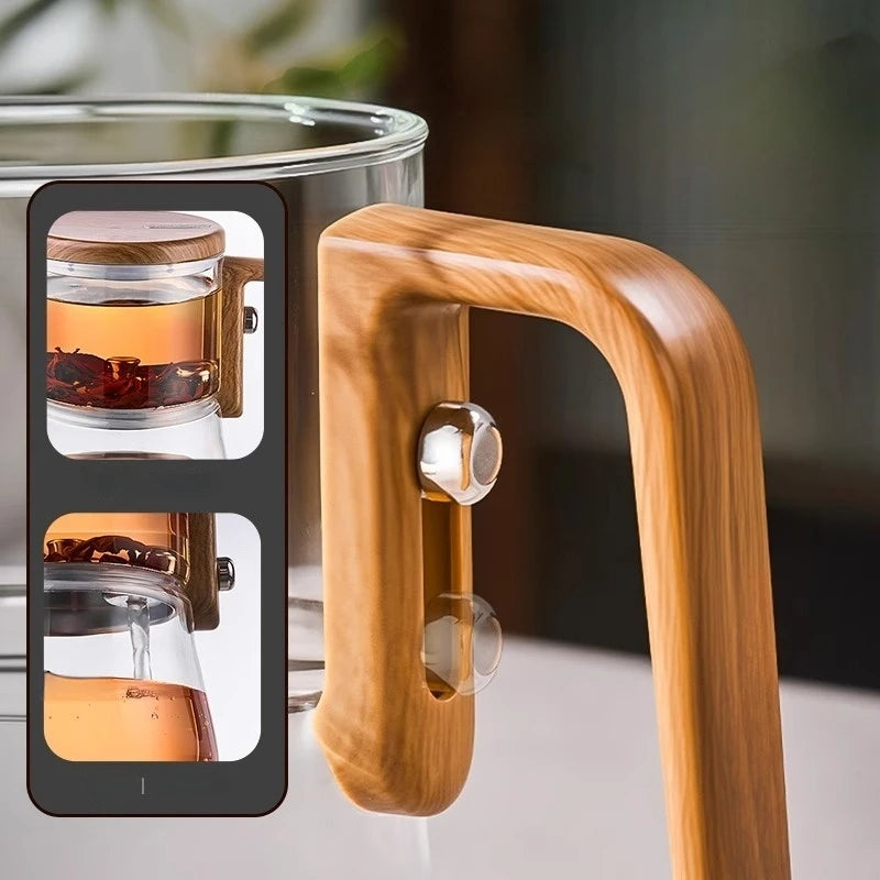 Magnetische Glas-Teekanne 740 ml – Hitzebeständig & Transparent – Automatische Teefilterung