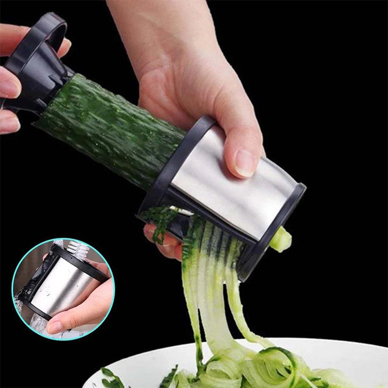 Spiralschneider für Gemüse – Handbetriebene Spiraalschneidemaschine aus Edelstahl für Zucchini, Karotten und Radieschen